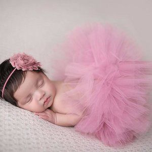 Pink Tutu & Headband Set Newborn Photography Prop